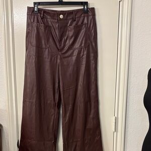 SHEIN Brown Faux Leather Pants
